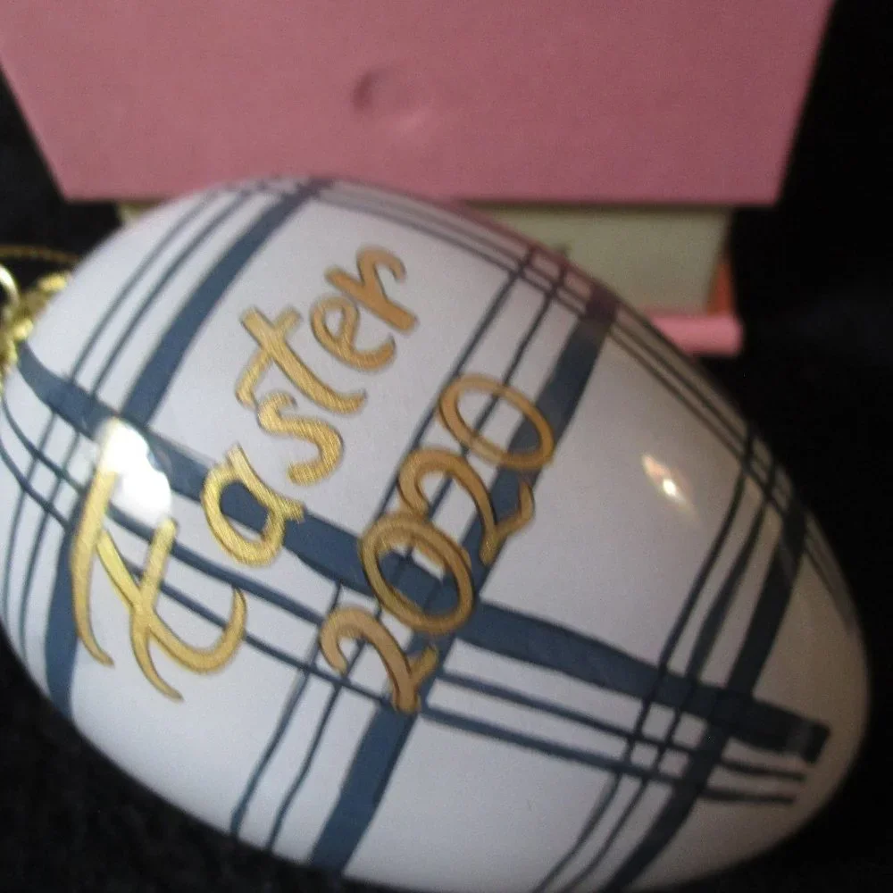 Pier 1 Imports Easter Bunny Plaid Ornament Glass 2020